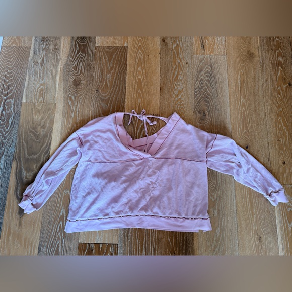 Free people waffle knit tie back long sleeve top - Picture 2 of 3